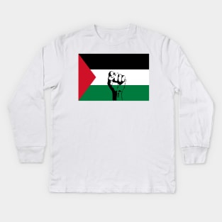 Free Palestine Flag Kids Long Sleeve T-Shirt